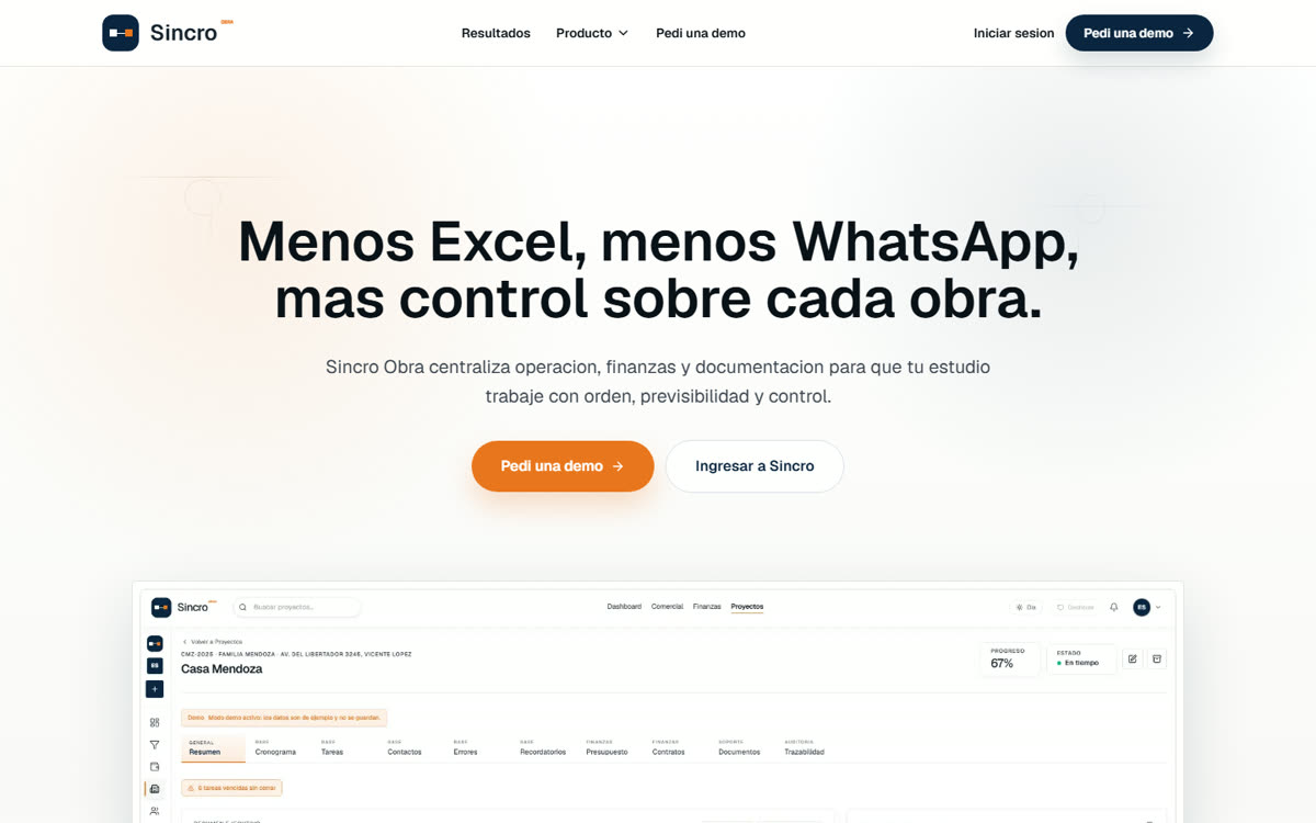 Sincro Obra: software de gestión para estudios de arquitectura.